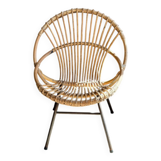 Wicker shell armchair