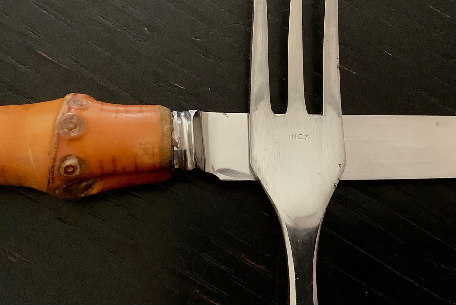 Vintage bamboo handle cutlery