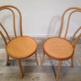 Pair of curved wooden bistro chairs