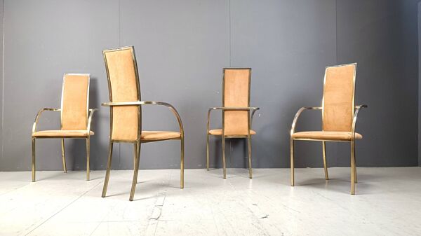 Chaises de salle à manger en laiton par Belgochrom, années 1970 - lot de 4
