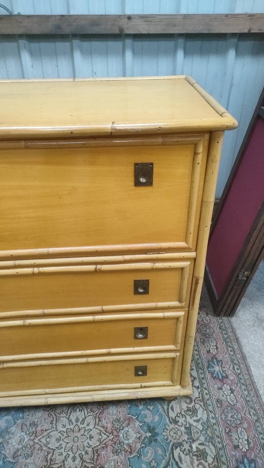 Dal Vera bamboo chest of drawers, Italian design, 70s