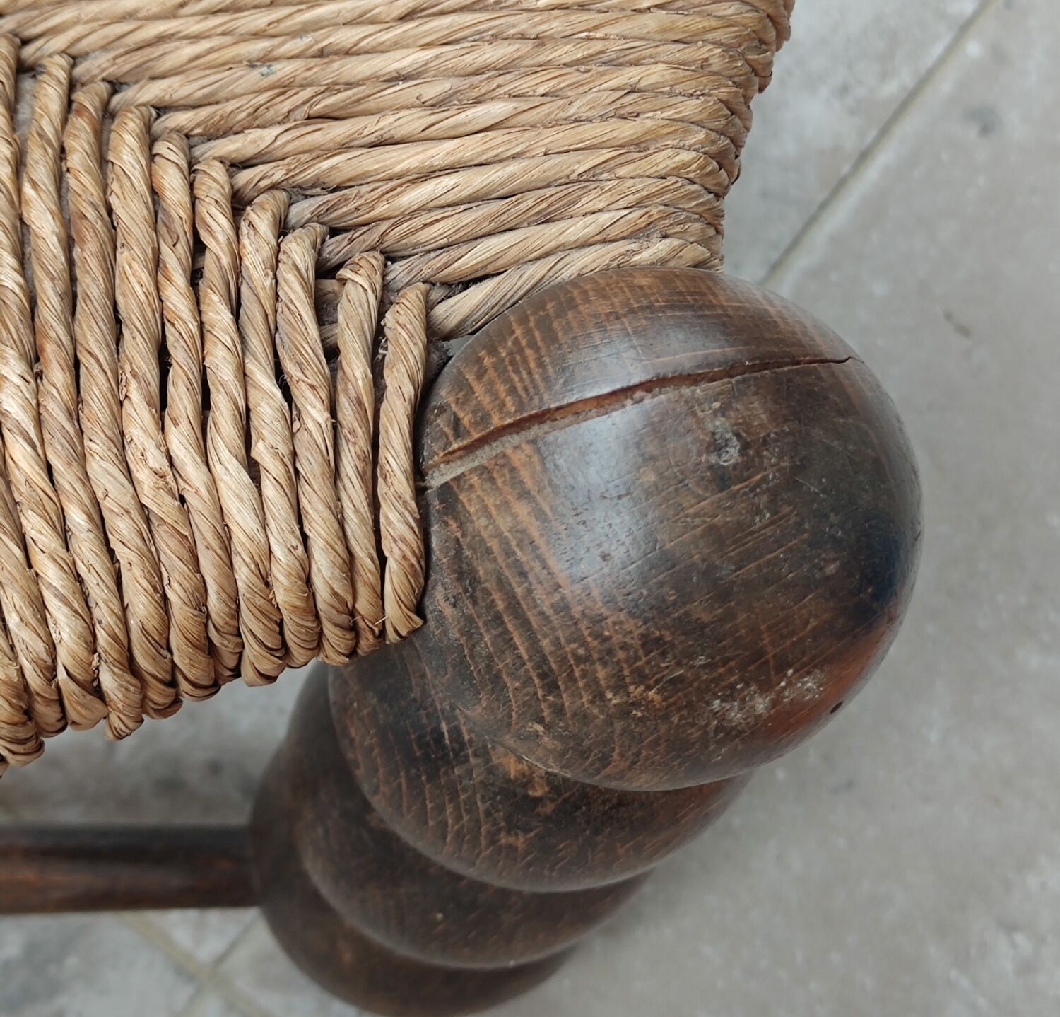 Rustic chair turned wood / design 20 th century