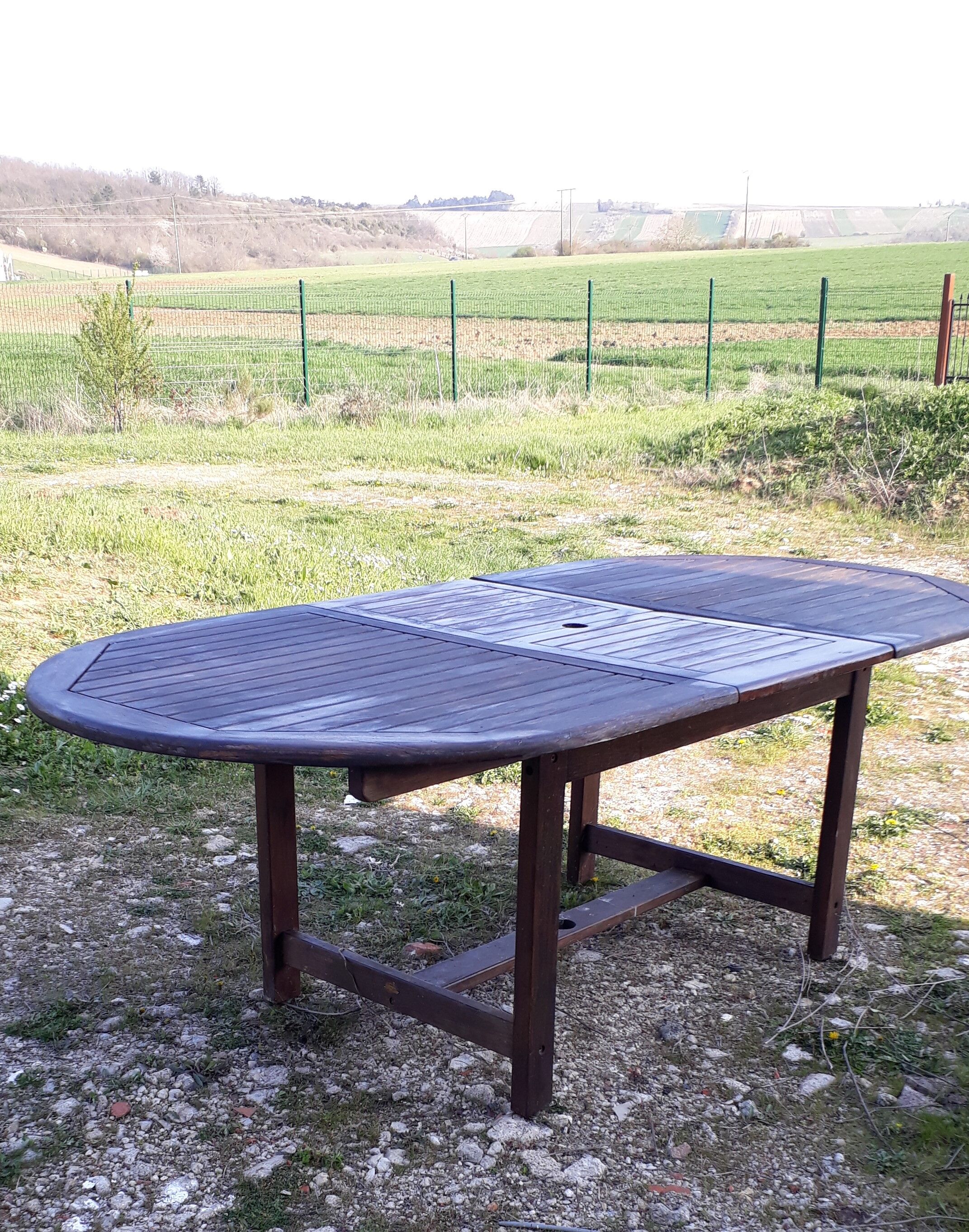Table et chaises de jardin en teck scandinave Jutlandia disign 1980
