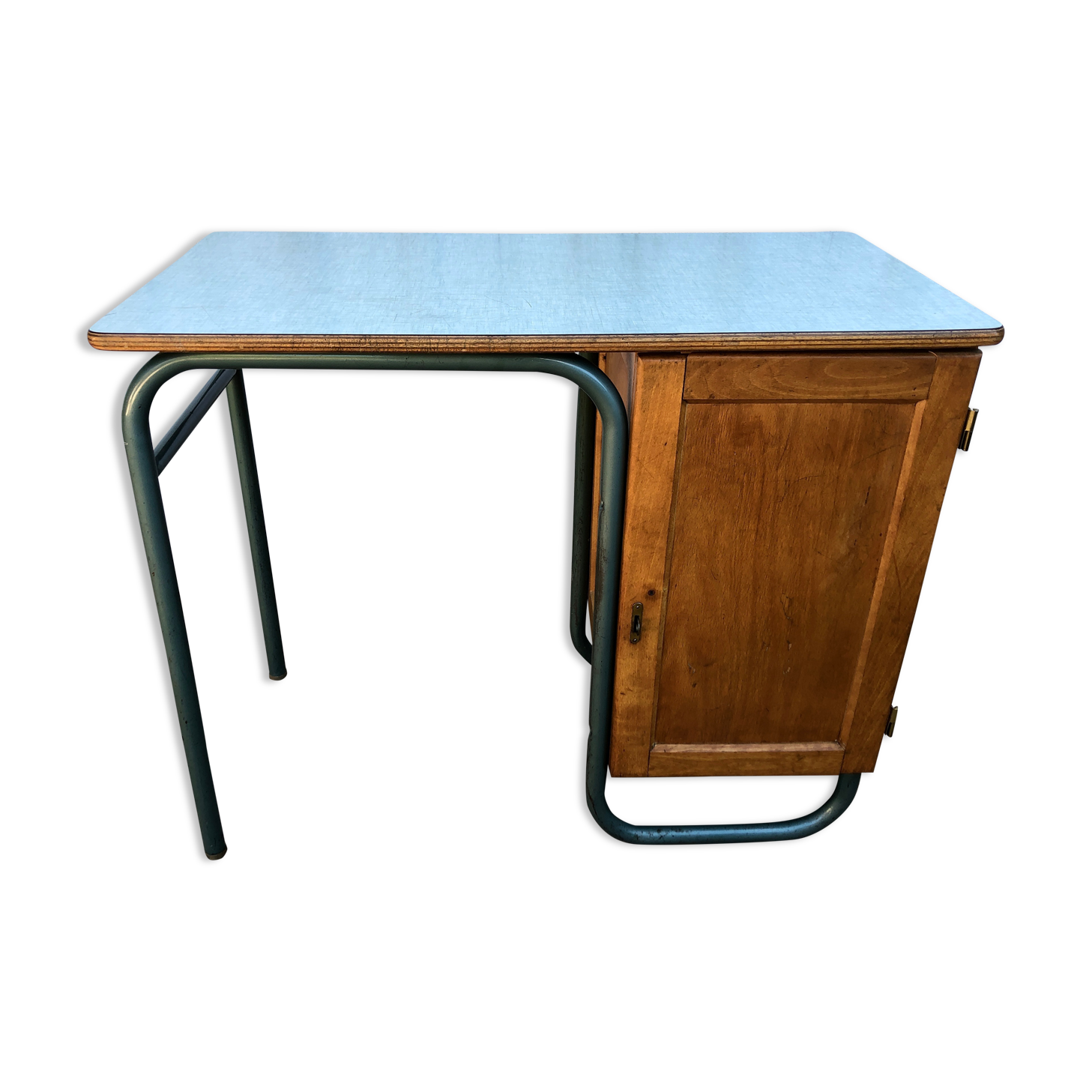 Office 1950 tubular metal and mint green formica