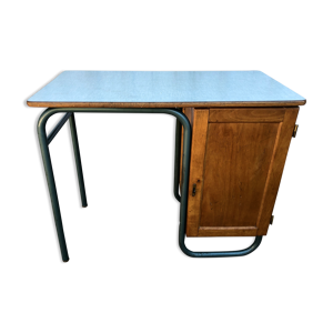 Bureau 1950 métal tubulaire et formica vert menthe