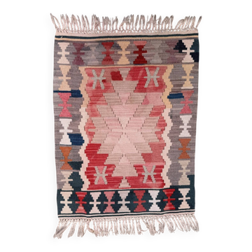 Vintage Turkish mini kilim 62x97 cm wool small kelim runner, shabby chic 2565