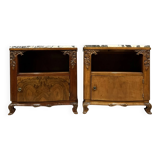 Pair of curved bedside tables with niches, Art Deco period, in mahogany, circa 1920