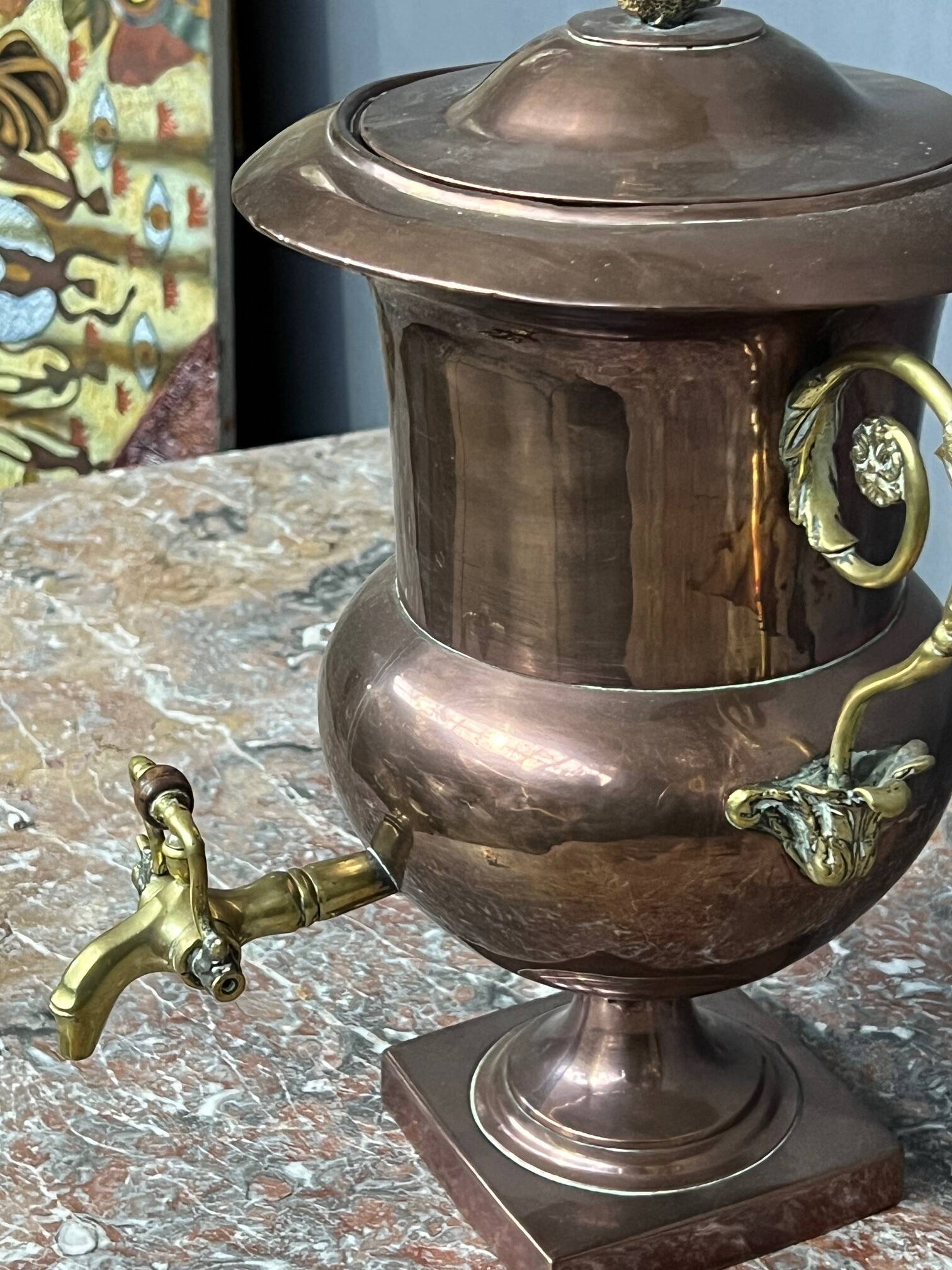 Antique samovar. Copper, solid bronze.