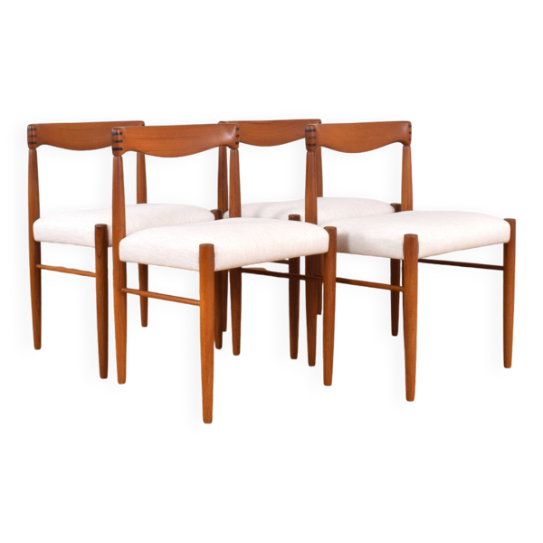 Chaises de salle à manger en teck danois du milieu du siècle par HW Klein pour Bramin, années 1960, lot de 4.