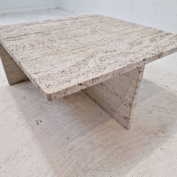 Table Basse Carrée en Travertin par Up & Up Italy, 1970s