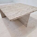 Table Basse Carrée en Travertin par Up & Up Italy, 1970s