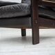 1970s, Danish armchair, brown furniture leather, oak wood.