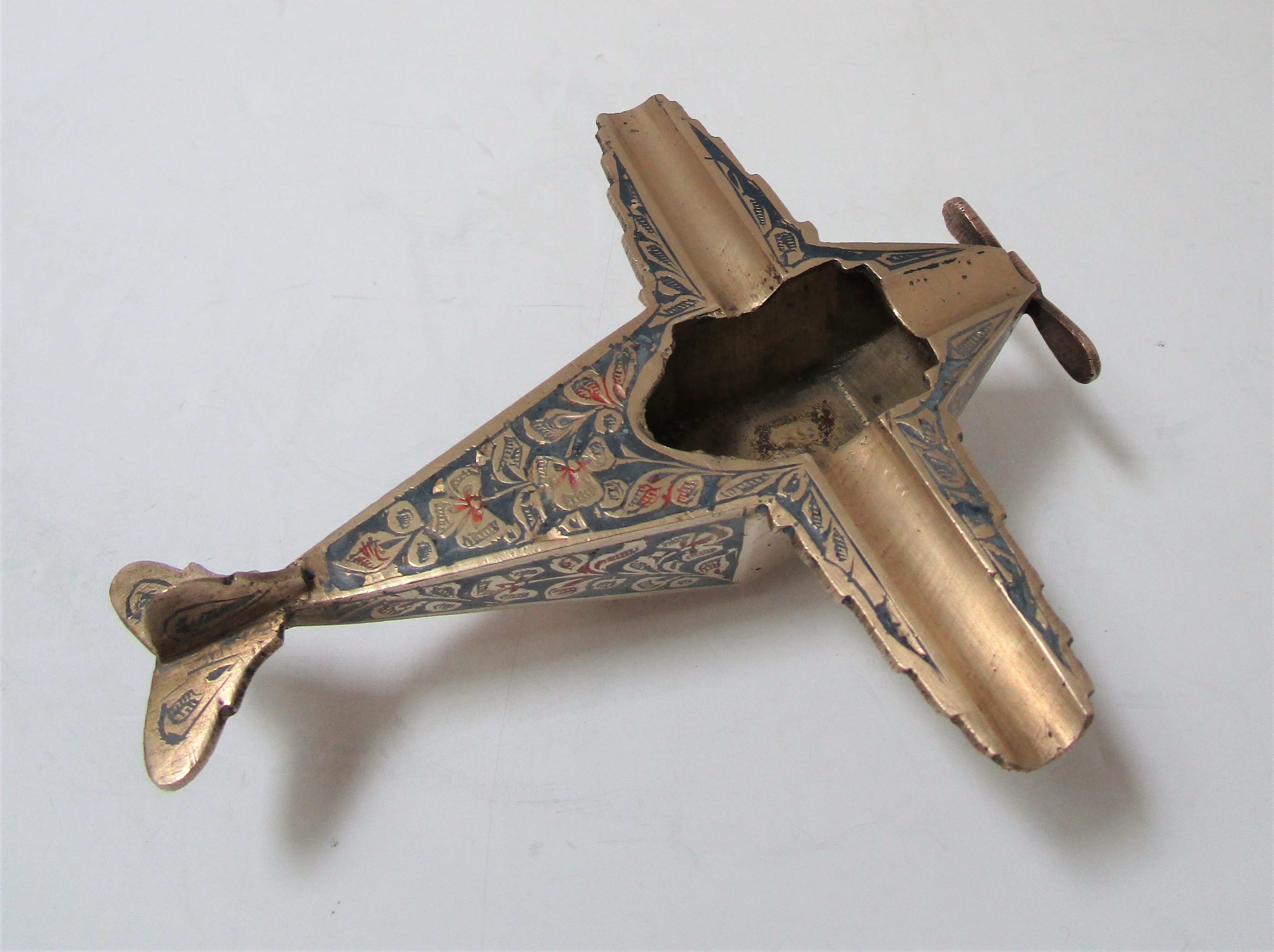 Vintage brass plane ashtray 70