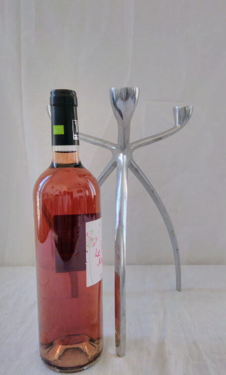 Chrome and blue seventies candlestick