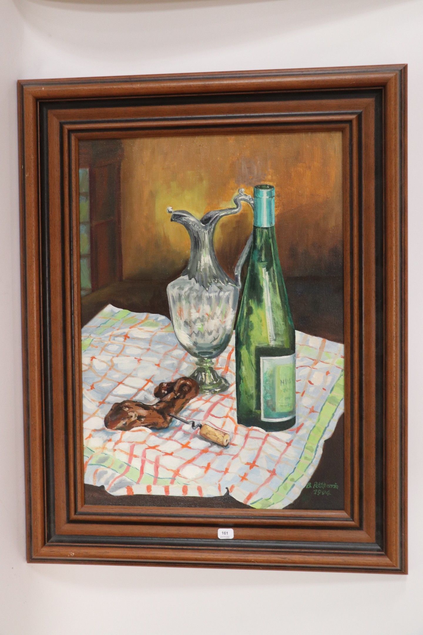 Still life with wine-oil on canvas signed