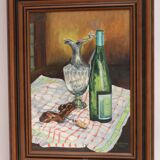 Still life with wine-oil on canvas signed