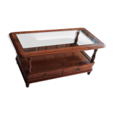 Solid wooden coffee table with removable glass tray