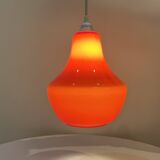 Red Opaline Glass Pendant Light 1970 Space Age Ceiling Lamp Free Form Orange