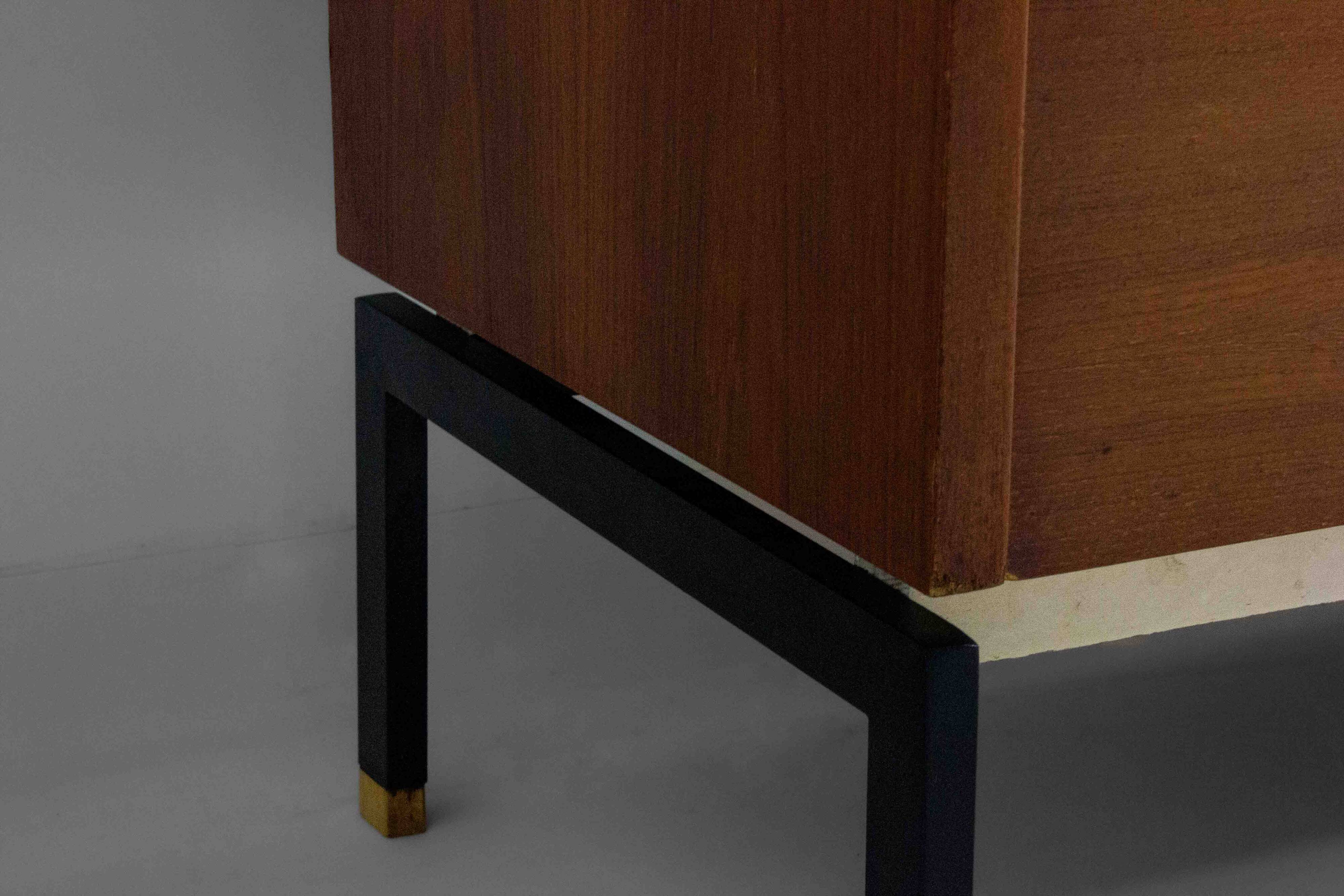 Minimalist backlit highboard in teak, Belgium 1960s