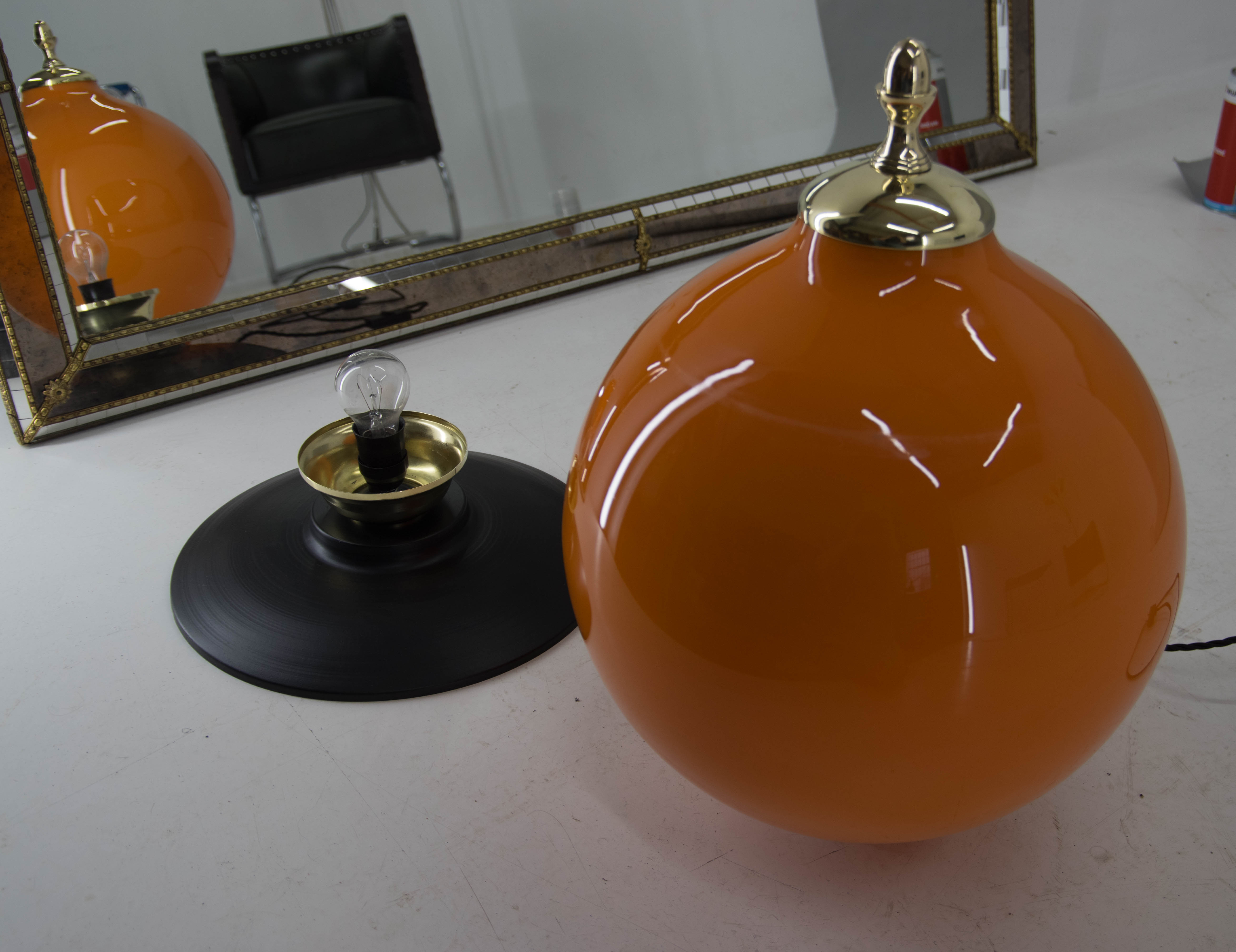 Postmodern orange glass table/floor lamp, 2000s