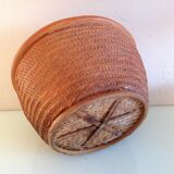 Braided wicker pot cover, vintage 60s/70s