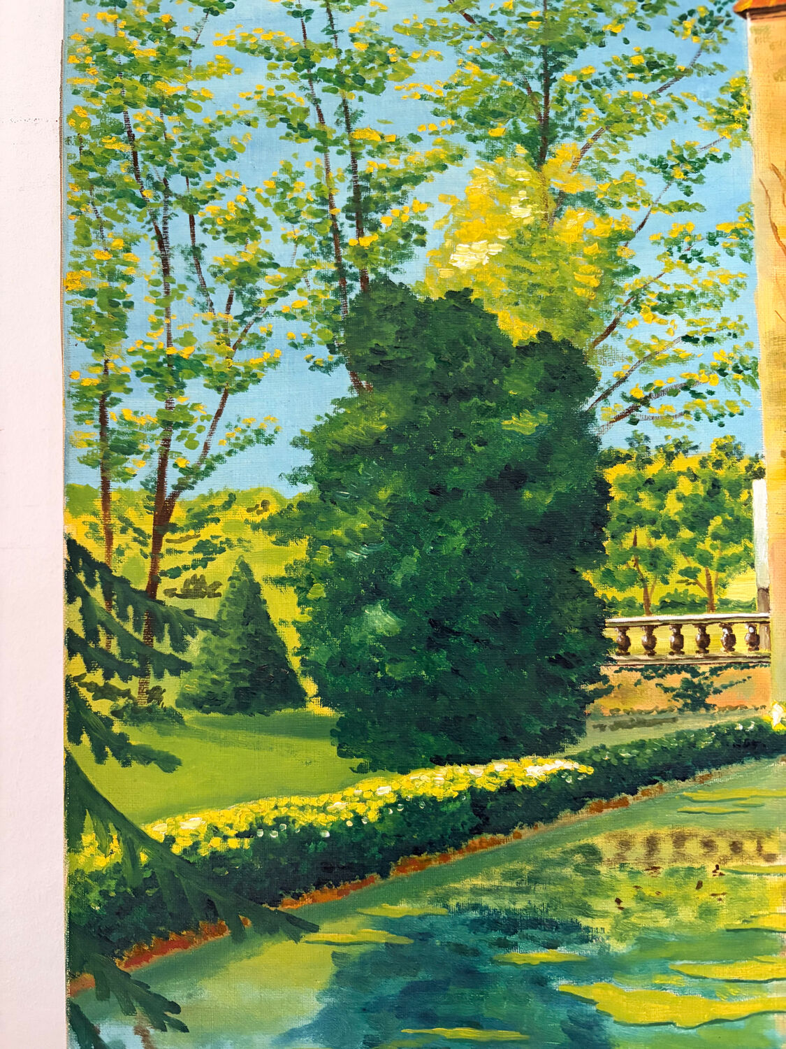 Reflets du château, huile sur toile, signé P.V. Sabatier 1940