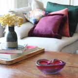 Murano sommerso pink and purple ashtray pocket emptier 1960