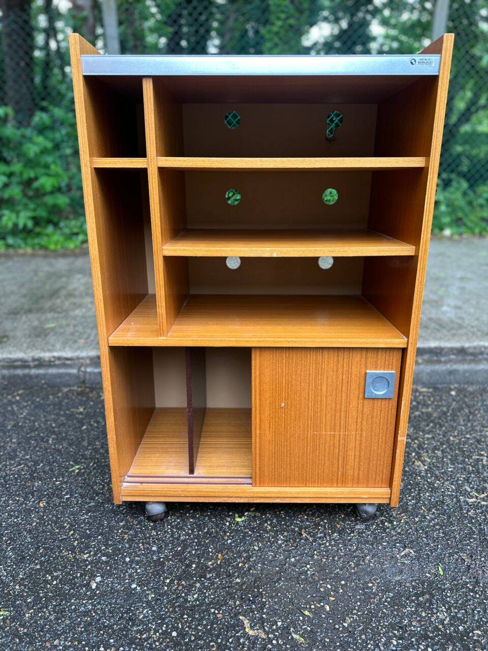 Berlioz 1970 storage cabinet on wheels in oak