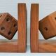 Pair of bookends style Art Deco oak decoration dice