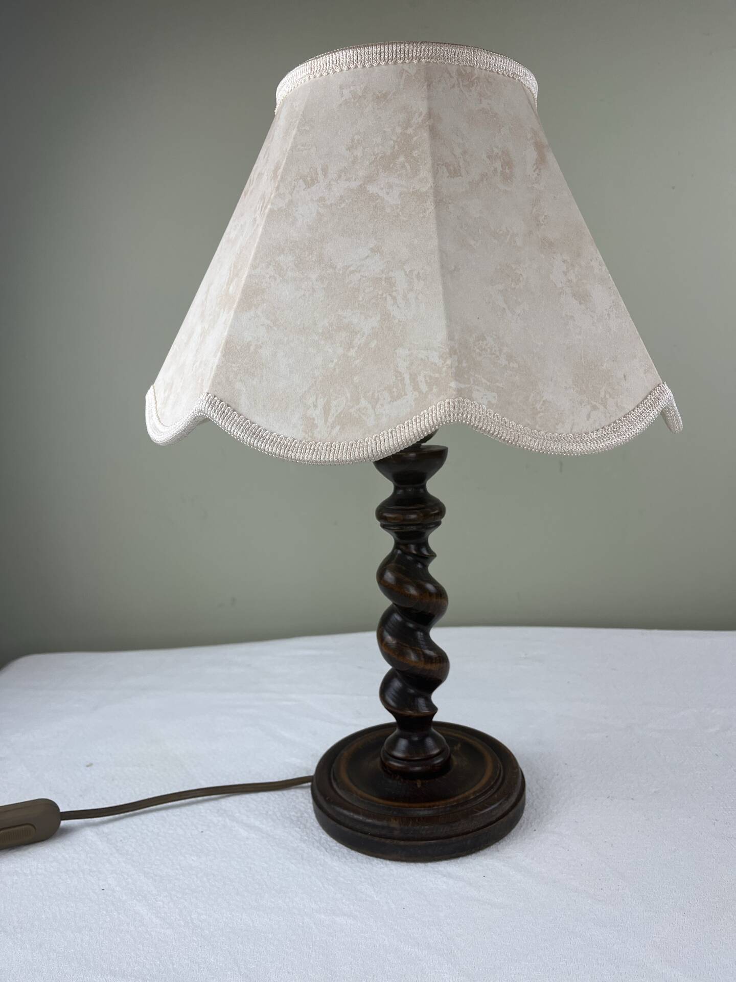 Turned wooden lamp