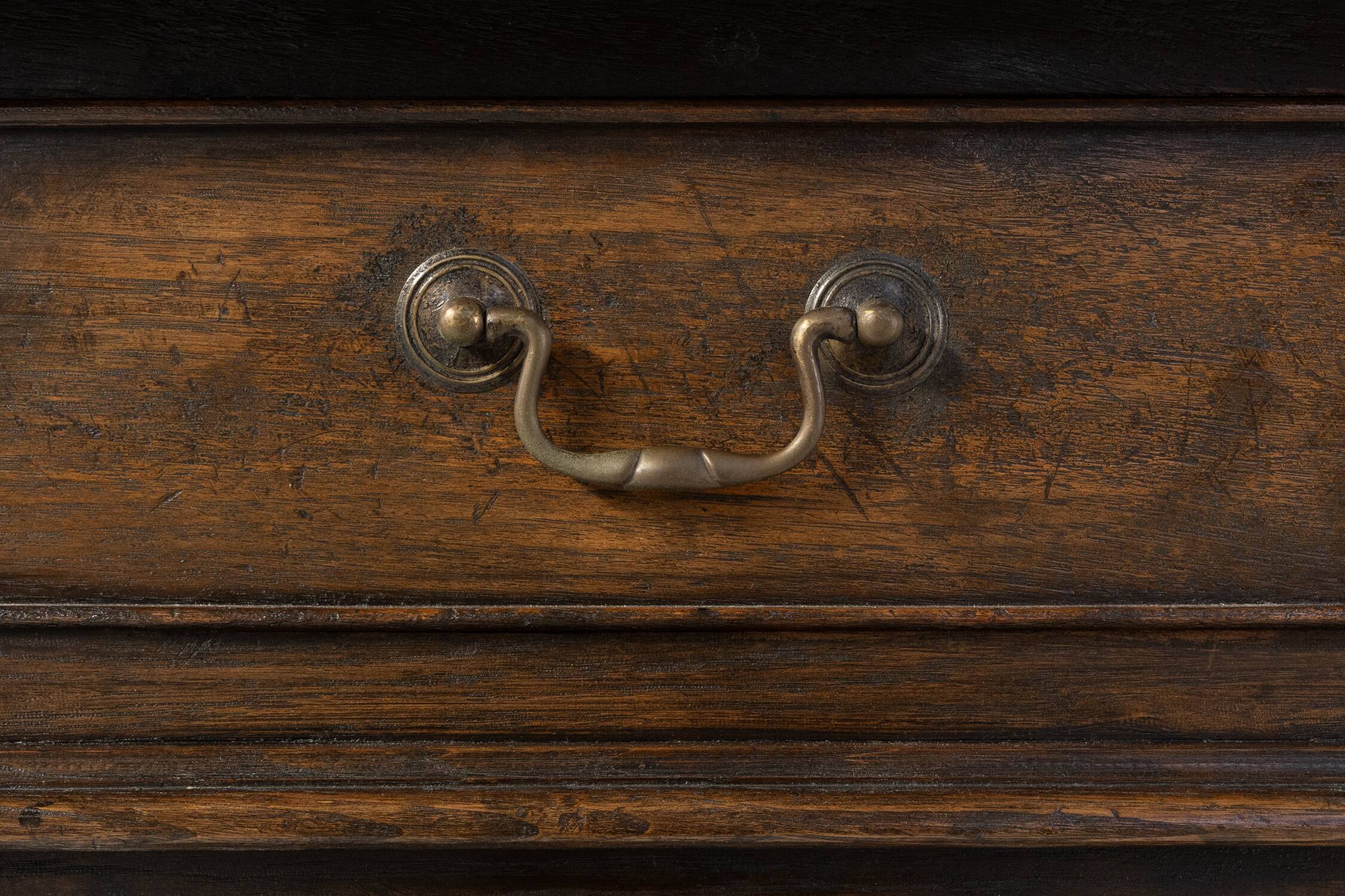 French 20th century oak side table with 2 drawers, ca. 1960