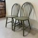 Set of 2 vintage olive green spindle dining chairs