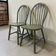 Set of 2 vintage olive green spindle dining chairs