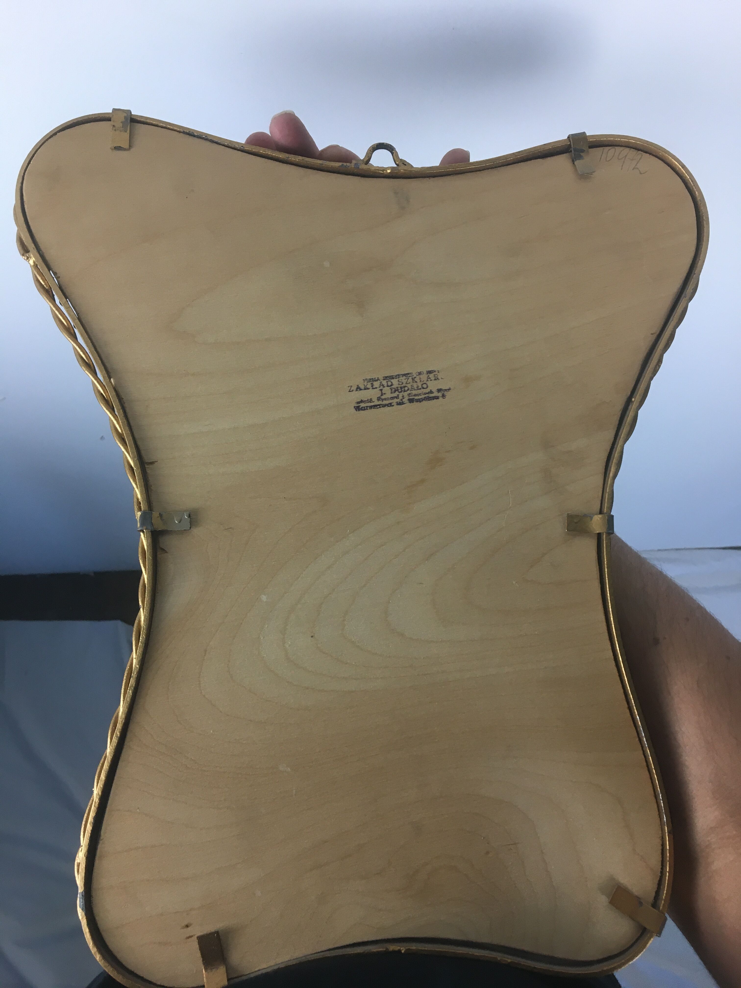 Asymmetrical brass mirror 1960-70 Polish design