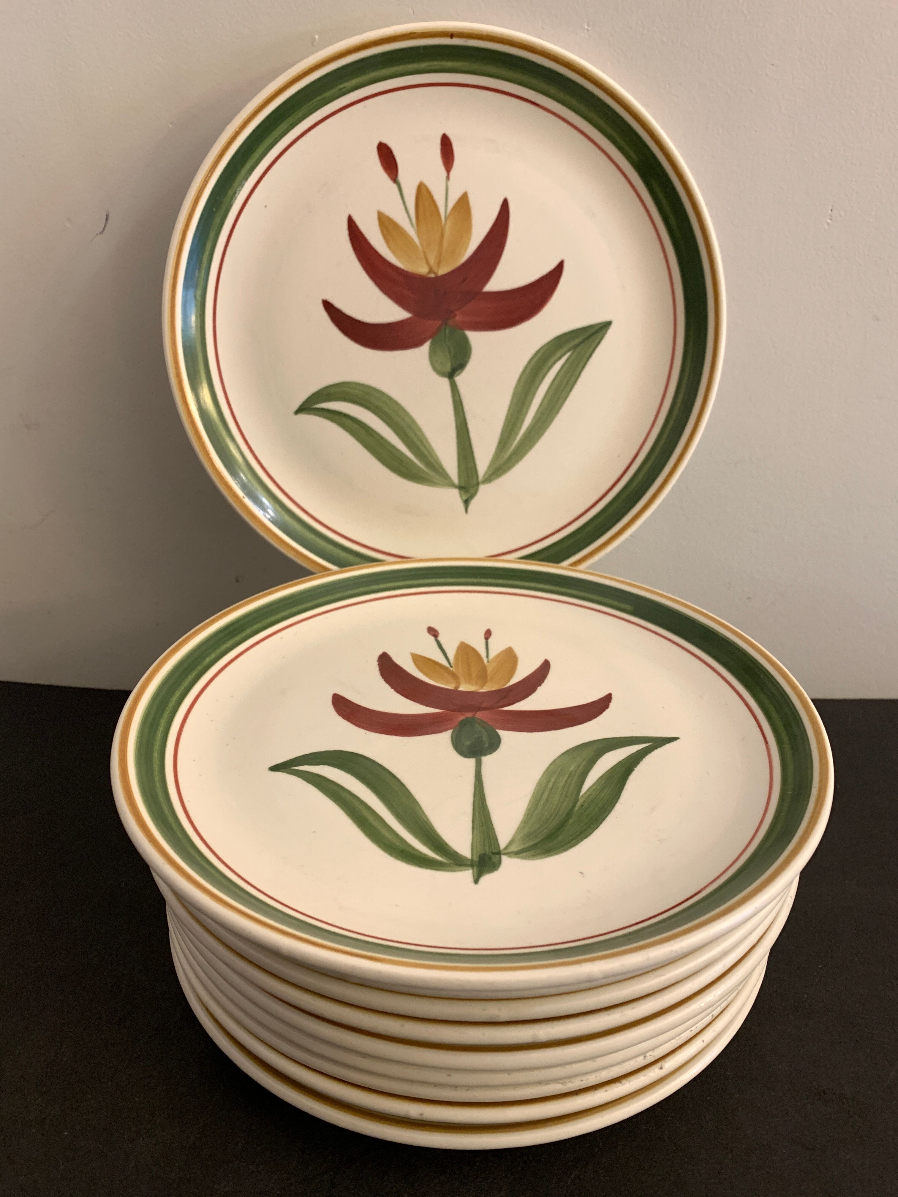 10 Longchamp dessert plates, floral model