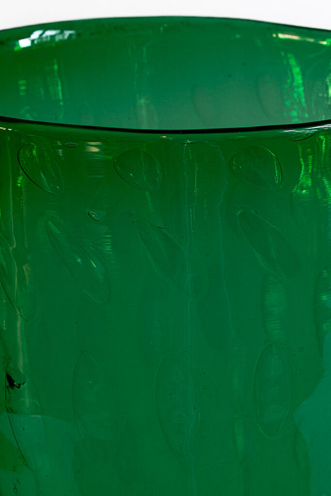 Italian bubbled blown glass vase from Empoli - Mid-20th century