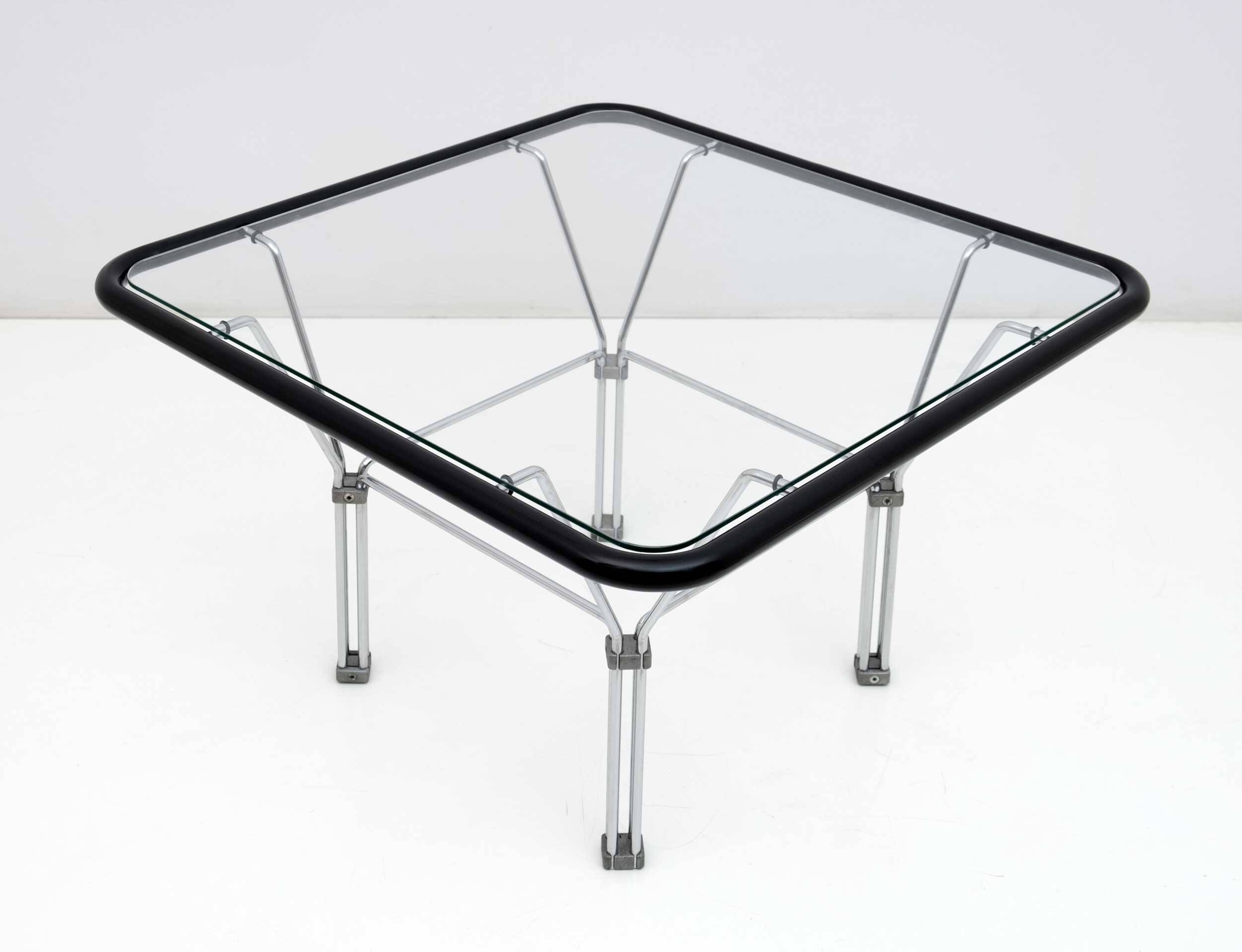 Attributed Niels Bendtsen Post Modern Crystal and Steel Coffee Table, 1970s