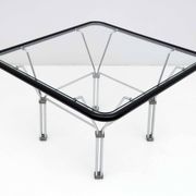 Table basse post-moderne en cristal et acier, attribuée à Niels Bendtsen, années 1970