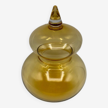 Amber glass candy dish