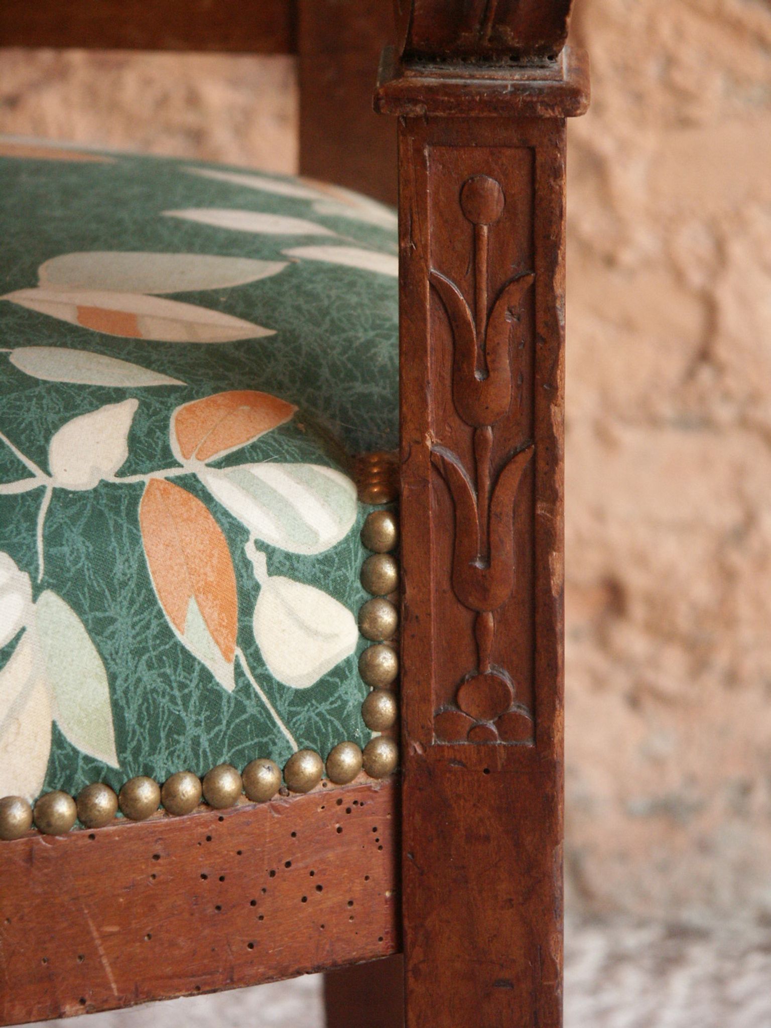 Fauteuil bois, tissu