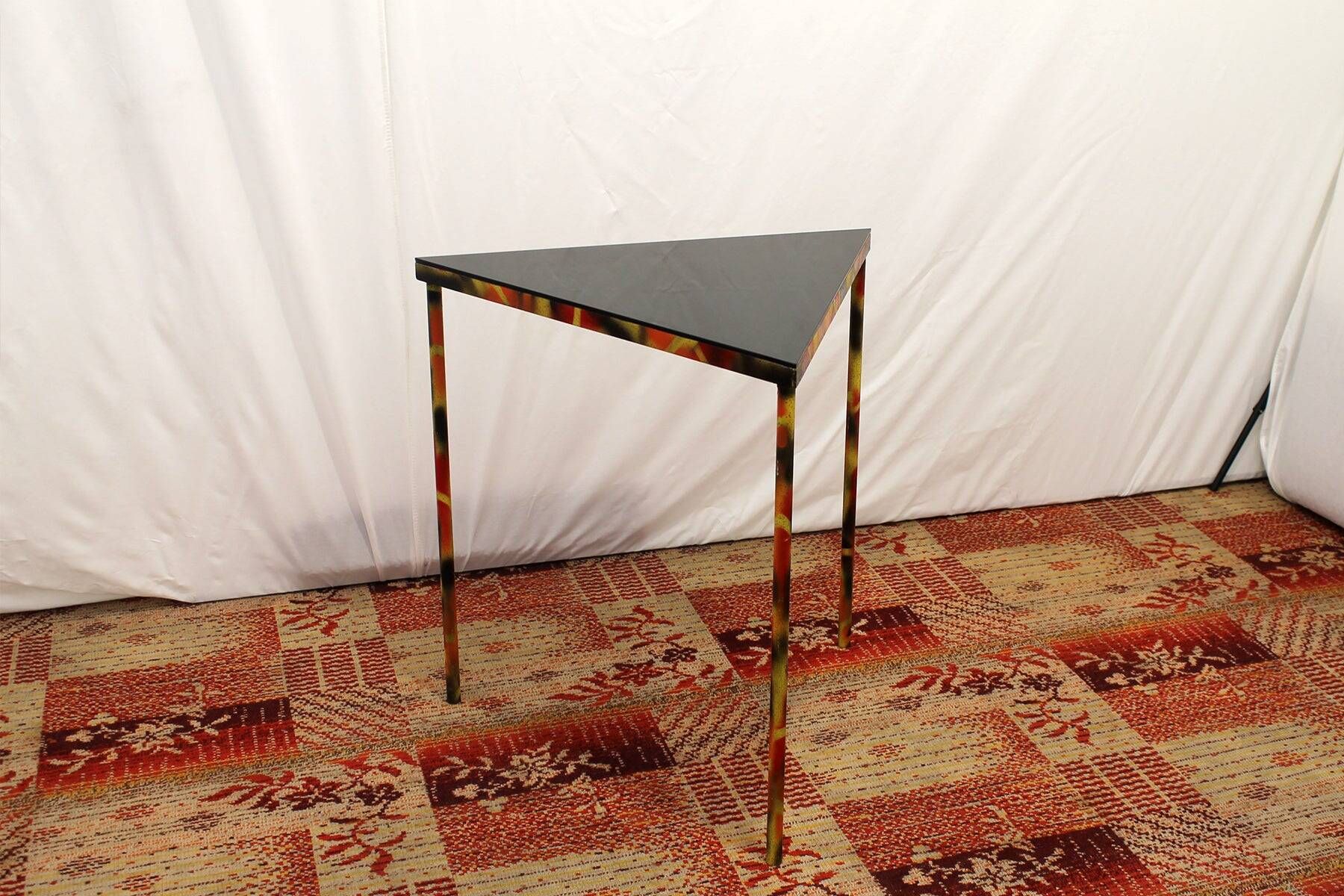 Vintage Eastern Bloc industrial side table, metal & wood accent table