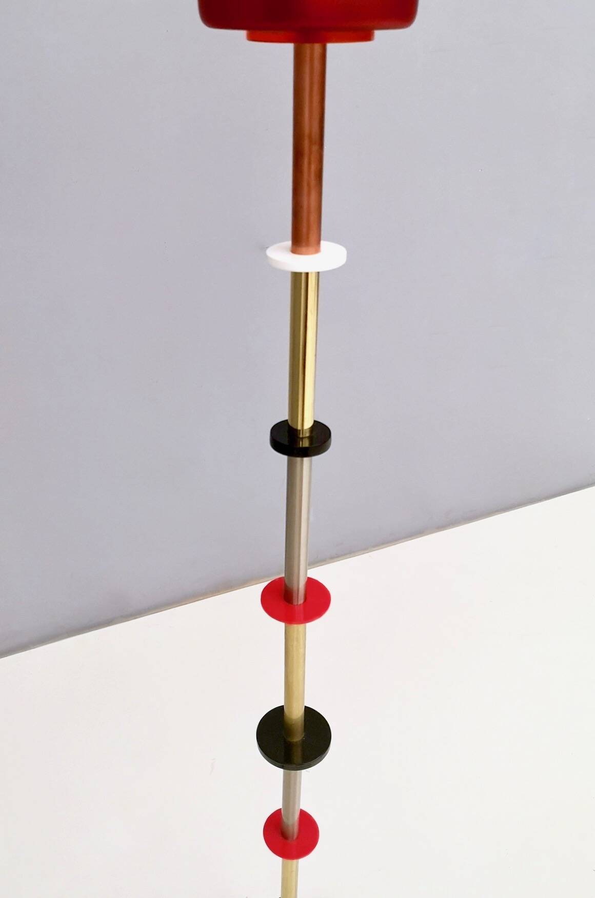 Orange Glass, Brass, Copper and Metal Floor Lamp by Carmelo La Gaipa, 2019