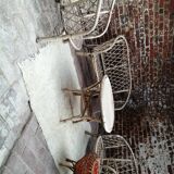Ensemble salon fauteuils canapé, table et couturière en rotin vintage