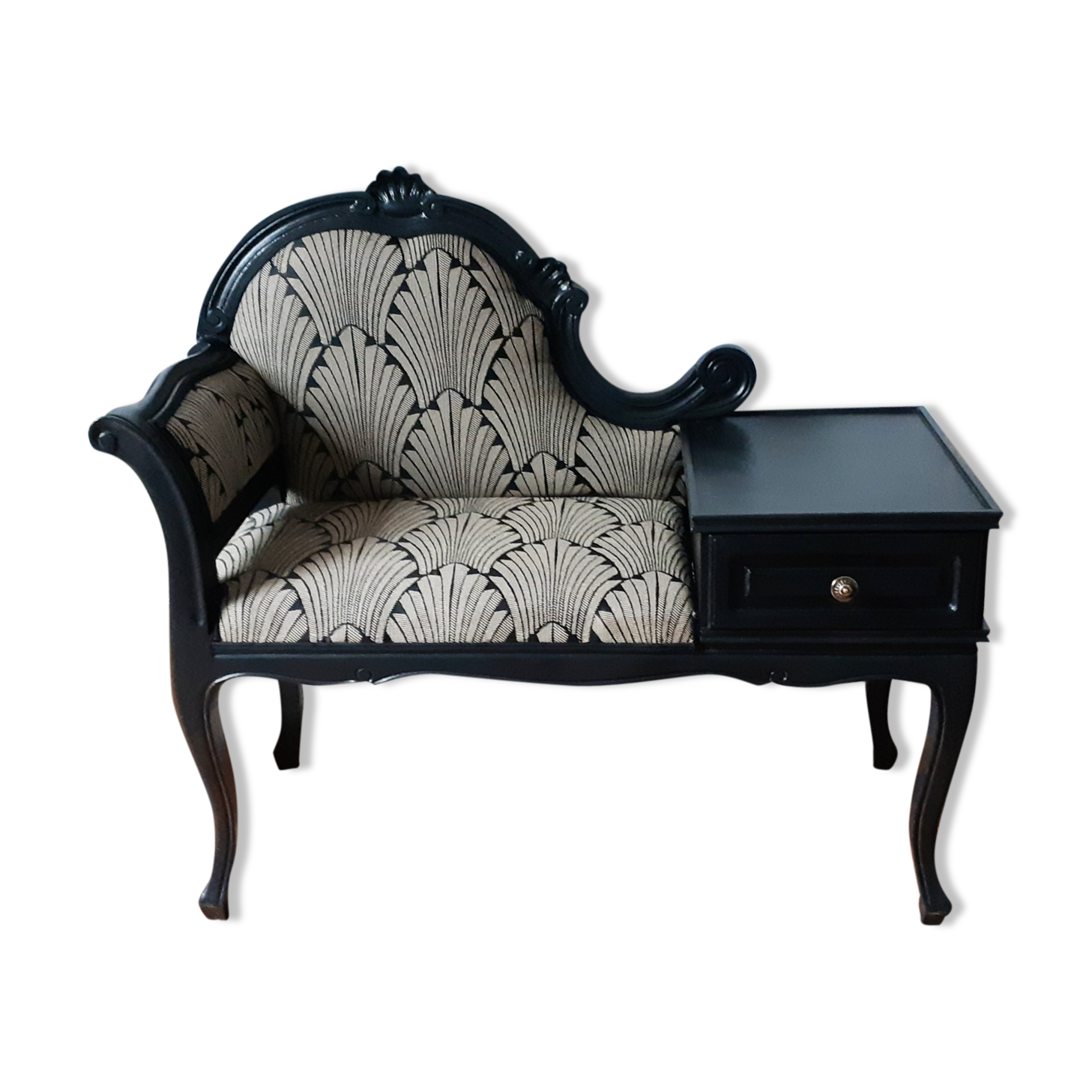 Telephone bench with redesigned armchair