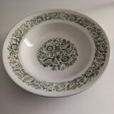 Plat de service creux ancien en porcelaine Motif Floraux verts