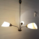 Plafonnier cuivre - verre jaune lait