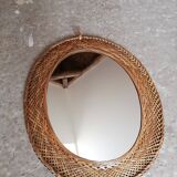 Miroir ovale en osier