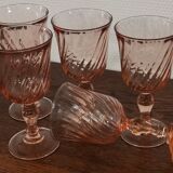 Set of 5 pink twisted water glasses "Rosaline" Luminarc France