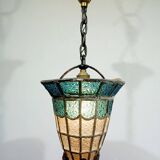 Suspension à lumière en verre bleu