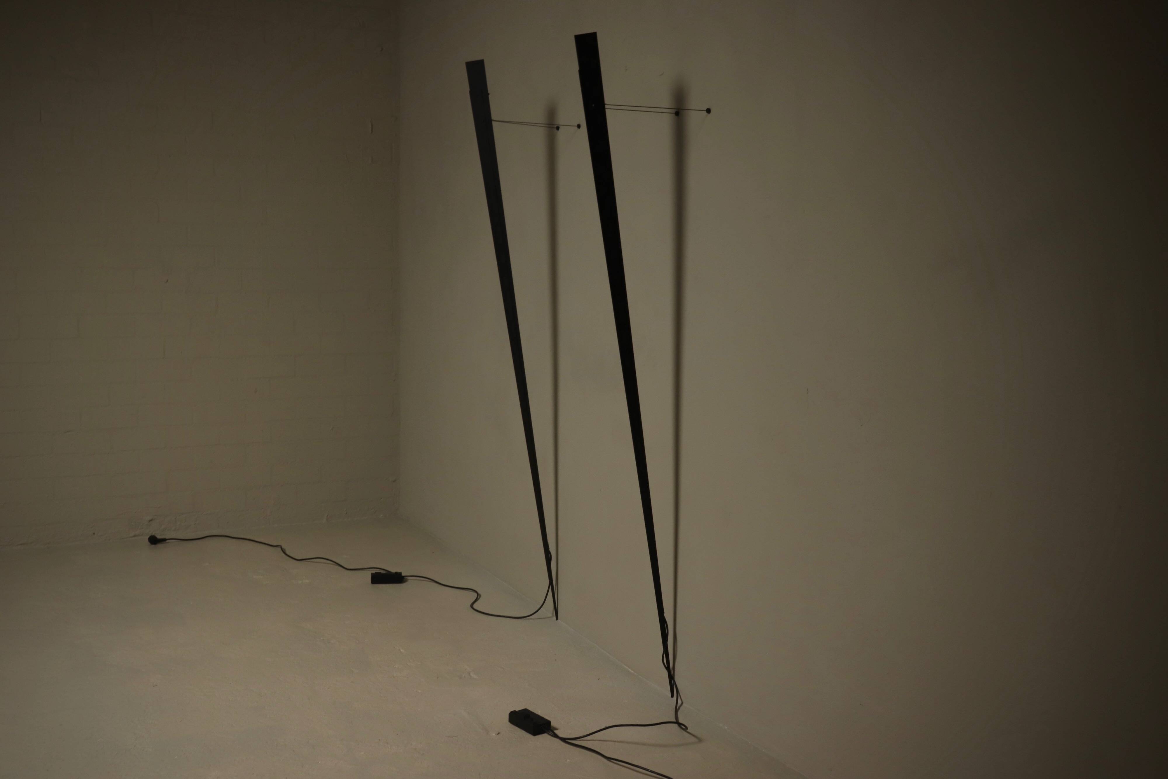 Pair of Gilles Derian torchère wall lights for Lumen Center, Italy 1984